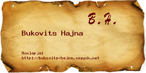 Bukovits Hajna névjegykártya